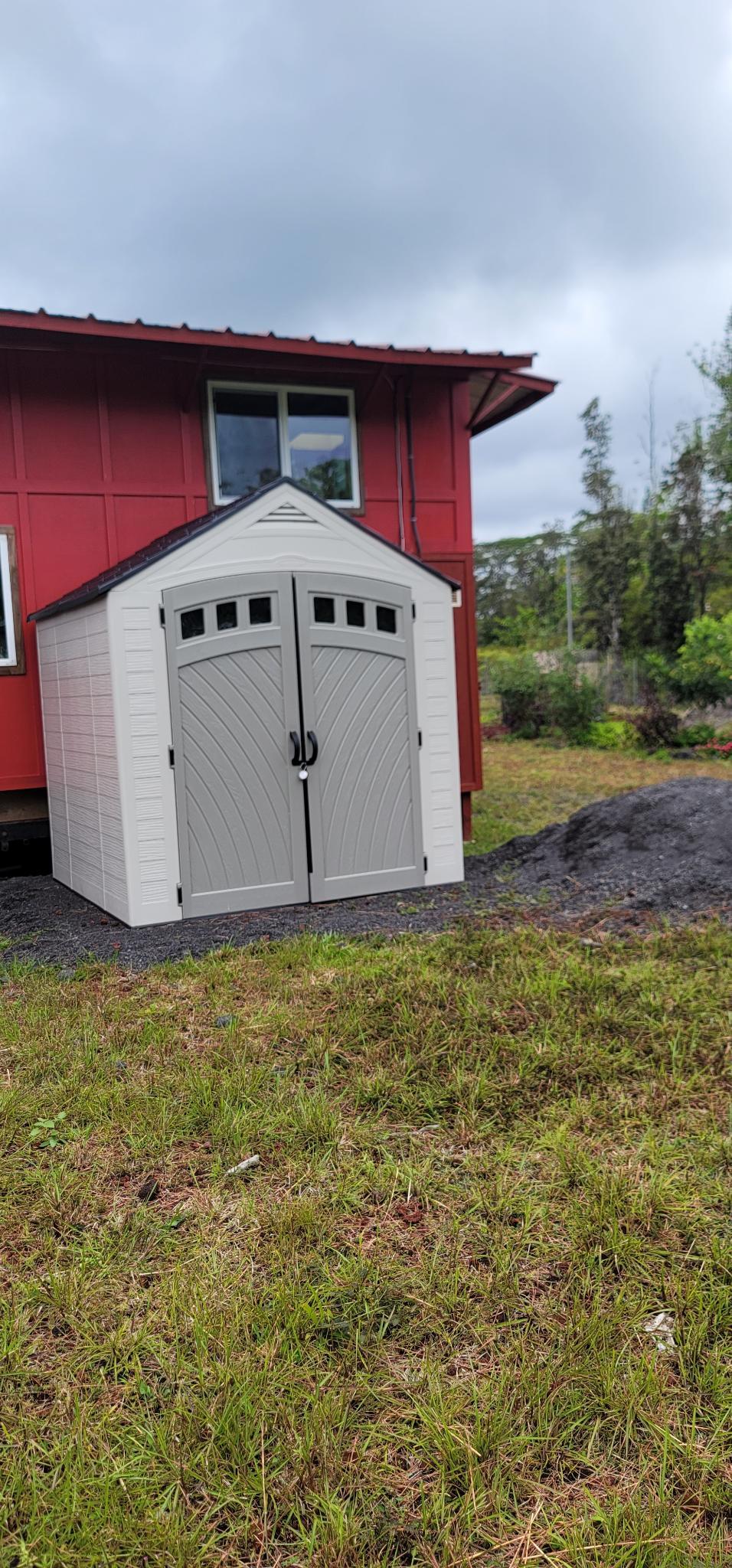 garden tools and utility shed, comes filled!